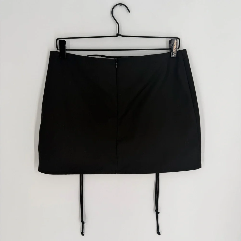 With Jean Black Jasper Mini Skirt With Waist Ties
